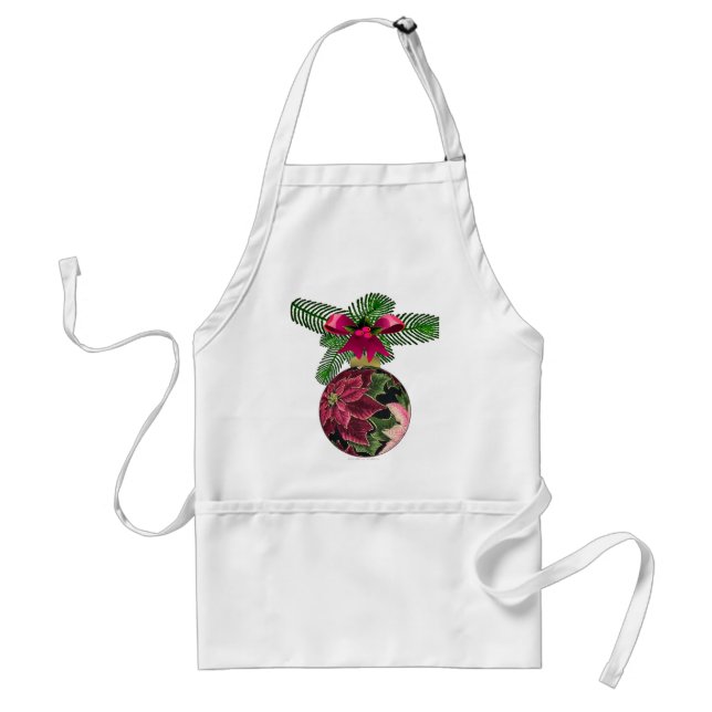 Retro 50-tal Poinsettia Burgundy Ornament Förkläde (Framsidan)