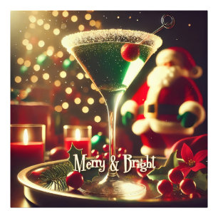 Retro 50-tal Santa julgrön Martini Fototryck