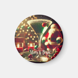 Retro 50-tal Santa julgrön Martini Magnet