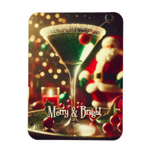 Retro 50-tal Santa julgrön Martini Magnet