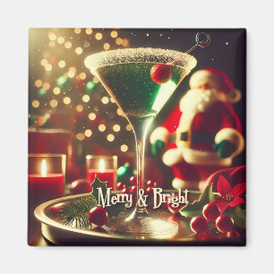 Retro 50-tal Santa julgrön Martini Magnet