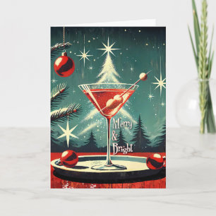 Retro 50-tal Snöyra Julgran Martini Kort