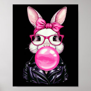 Retro 50-tal Söt påskharen som blåser bubbelgum 3 Poster