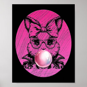 Retro 50-tal Söt påskkanin som blåser bubbelgum 6 Poster