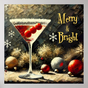 Retro 50-tal Tripletranbärs julmartini Poster