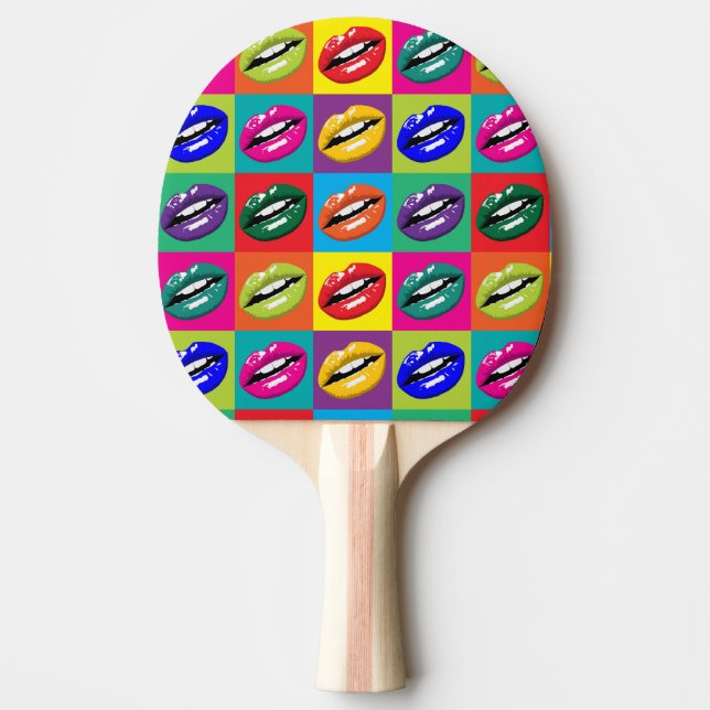 Retro 50-talet Läppar Pop Culture Art Deco Pingisracket (Framsidan)