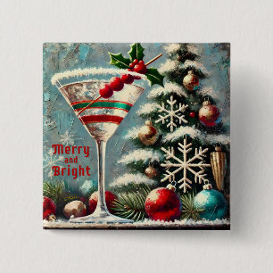 Retro 50-talets Cranberry Snowflake-jul Martini Knapp