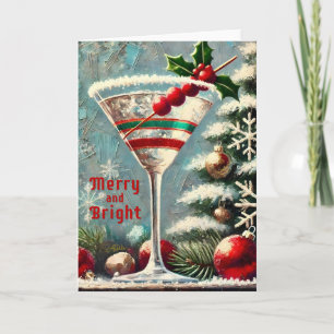 Retro 50-talets Cranberry Snowflake-jul Martini Kort