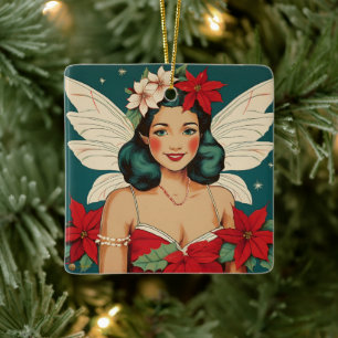 Retro 50-talets Tropical jul Pin-Up Starlet Julgransprydnad Keramik