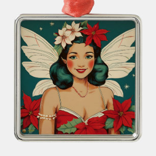 Retro 50-talets Tropical jul Pin-Up Starlet Julgransprydnad Metall
