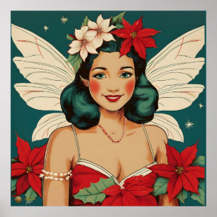 Retro 50-talets Tropical jul Pin-Up Starlet Poster