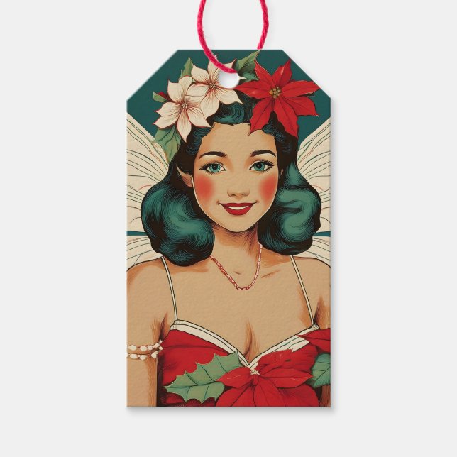 Retro 50-talets Tropical jul Pin-Up Starlet Presentetikett (Framsidan)