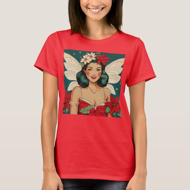 Retro 50-talets Tropical jul Pin-Up Starlet T Shirt (Framsida)