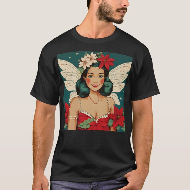 Retro 50-talets Tropical jul Pin-Up Starlet T Shirt (Framsida)