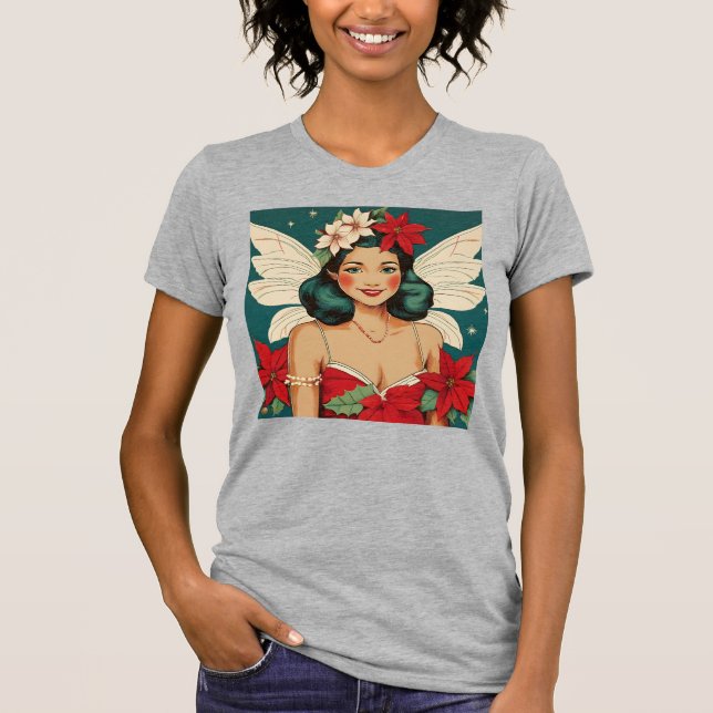 Retro 50-talets Tropical jul Pin-Up Starlet T Shirt (Framsida)