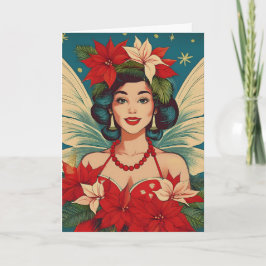 Retro 50-talets tropisk julpin-up-ballast kort