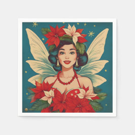 Retro 50-talets tropisk julpin-up-ballast pappersservett