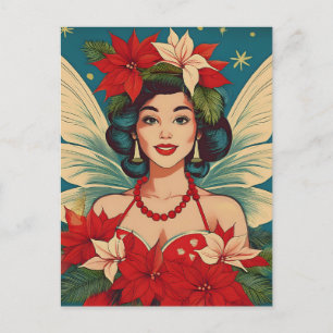 Retro 50-talets tropisk julpin-up-ballast vykort