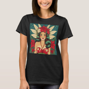Retro 50-talets tropisk julpin-Up-flicka T Shirt