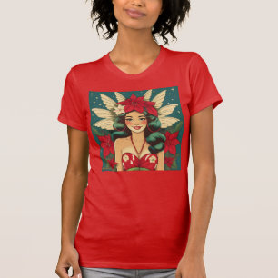 Retro 50-talets tropisk julpin-Up-flicka T Shirt