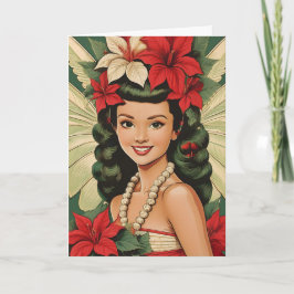 Retro 50-talets tropiska julprinsessa kort