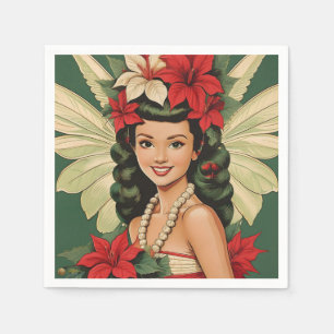 Retro 50-talets tropiska julprinsessa pappersservett