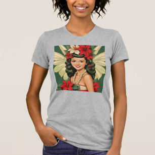 Retro 50-talets tropiska julprinsessa t shirt