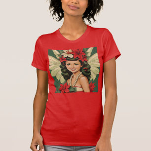 Retro 50-talets tropiska julprinsessa t shirt