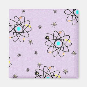Retro 50-tals Atomtryck Lavendel Kläder & presente Magnet