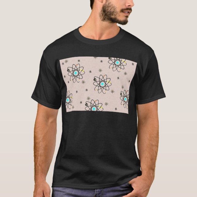 Retro 50-tals Atomtryck Rosa Kläder & presenter T Shirt (Framsida)