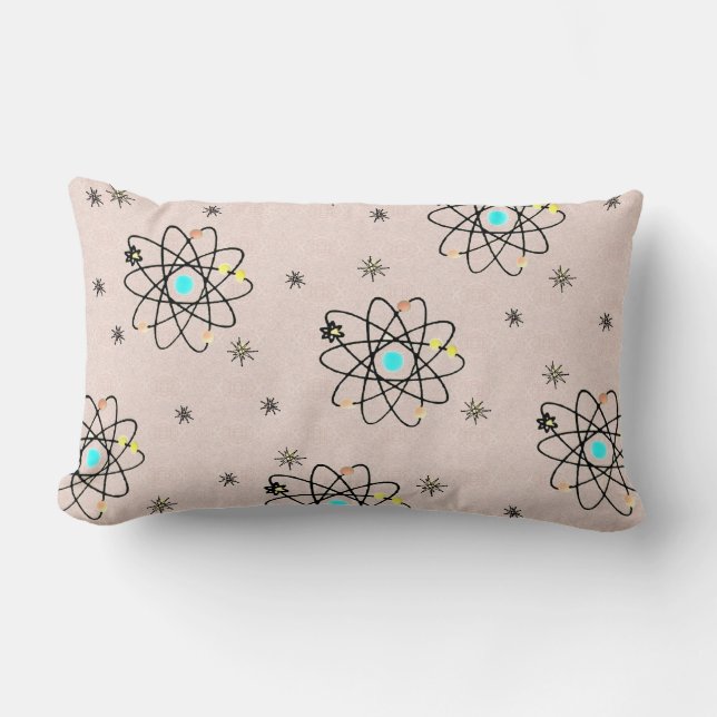 Retro 50-tals Atomtryck Rosa Kuddcover Pillow Lumbarkudde (Framsida)