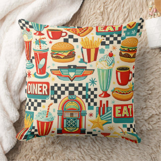 Retro 50-tals diner matmönster vintage amerikansk kudde