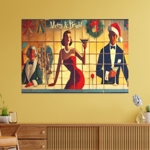 Retro 50-tals julafton Bar Sista chansen Martini Canvastryck