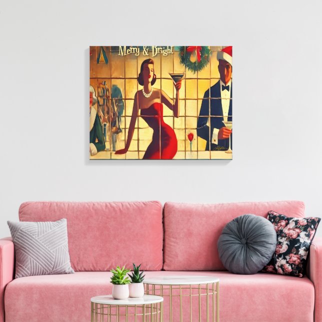 Retro 50-tals julafton Bar Sista chansen Martini Canvastryck (Insitu (Vardagsrum))