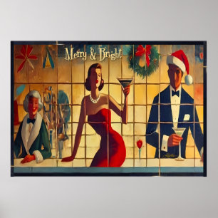 Retro 50-tals julafton Bar Sista chansen Martini Poster