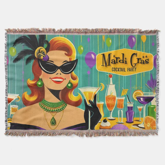 Retro 50-tals Mardi Gras Cocktailparty Filt (Framsidan)