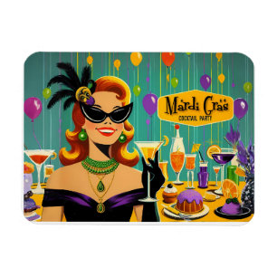 Retro 50-tals Mardi Gras Cocktailparty Magnet