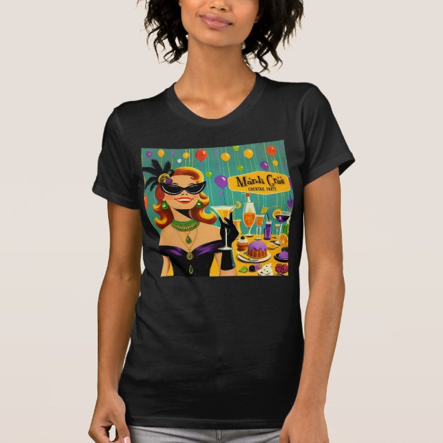 Retro 50-tals Mardi Gras cocktailparty T Shirt (Framsida)
