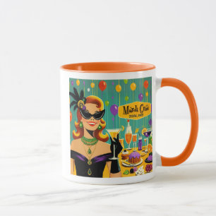 Retro 50-tals Mardi Gras Martini Cocktailfest Mugg