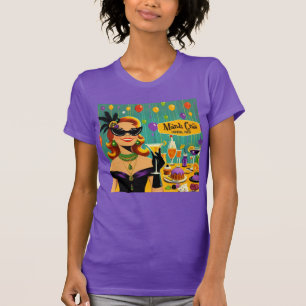Retro 50-tals Mardi Gras Martini Cocktailfest T Shirt