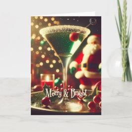 Retro 50-tals Santa jul Grön Martini Kort