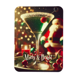 Retro 50-tals Santa jul grön Martini Magnet