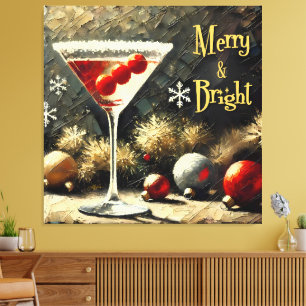 Retro 50-tals Triple Cranberry Jul Martini Canvastryck