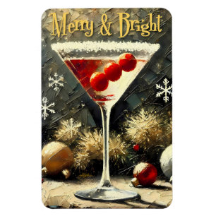 Retro 50-tals Triple Cranberry Jul Martini Magnet