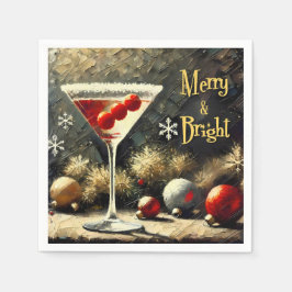 Retro 50-tals Tripletranbärs julmartini Pappersservett