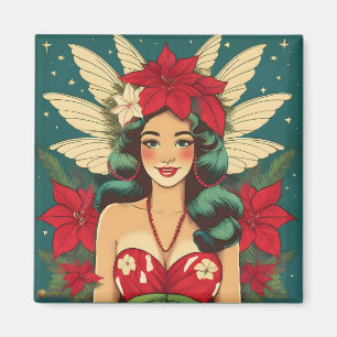 Retro 50-tals Tropisk Jul Pin-Up Flicka Magnet