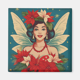 Retro 50-tals Tropisk Jul Pin-Up Skönhetsdrottning Magnet