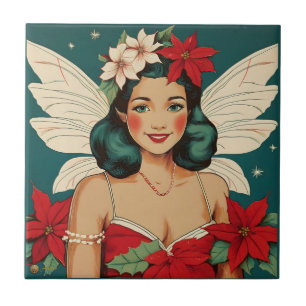 Retro 50-tals Tropisk Jul Pin-Up Stjärna Kakelplatta