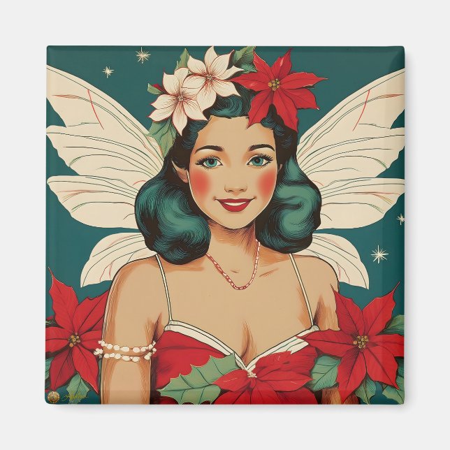 Retro 50-tals Tropisk Jul Pin-Up Stjärna Magnet (Framsidan)