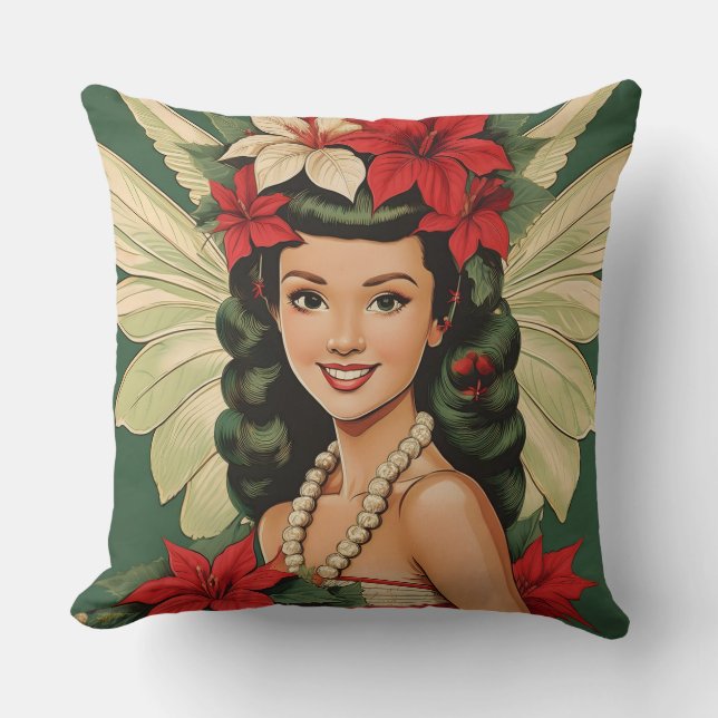 Retro 50-tals Tropisk Jul Prinsessa Kudde (Framsida)